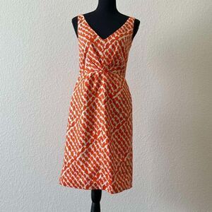 J. Crew dress orange and cream sundress lined sleeveless, size 0